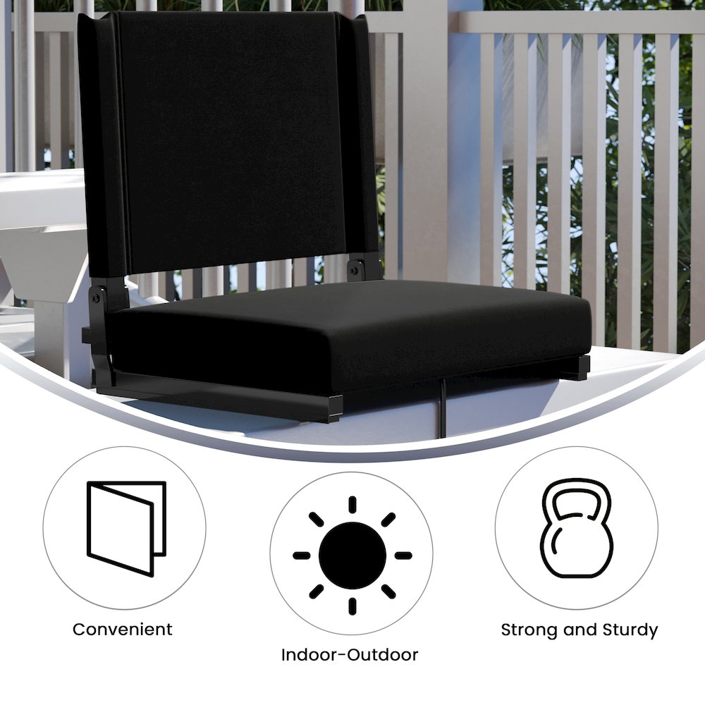 Lightweight Stadium Chair with Handle, Ultra-Padded Seat, Black. Picture 5