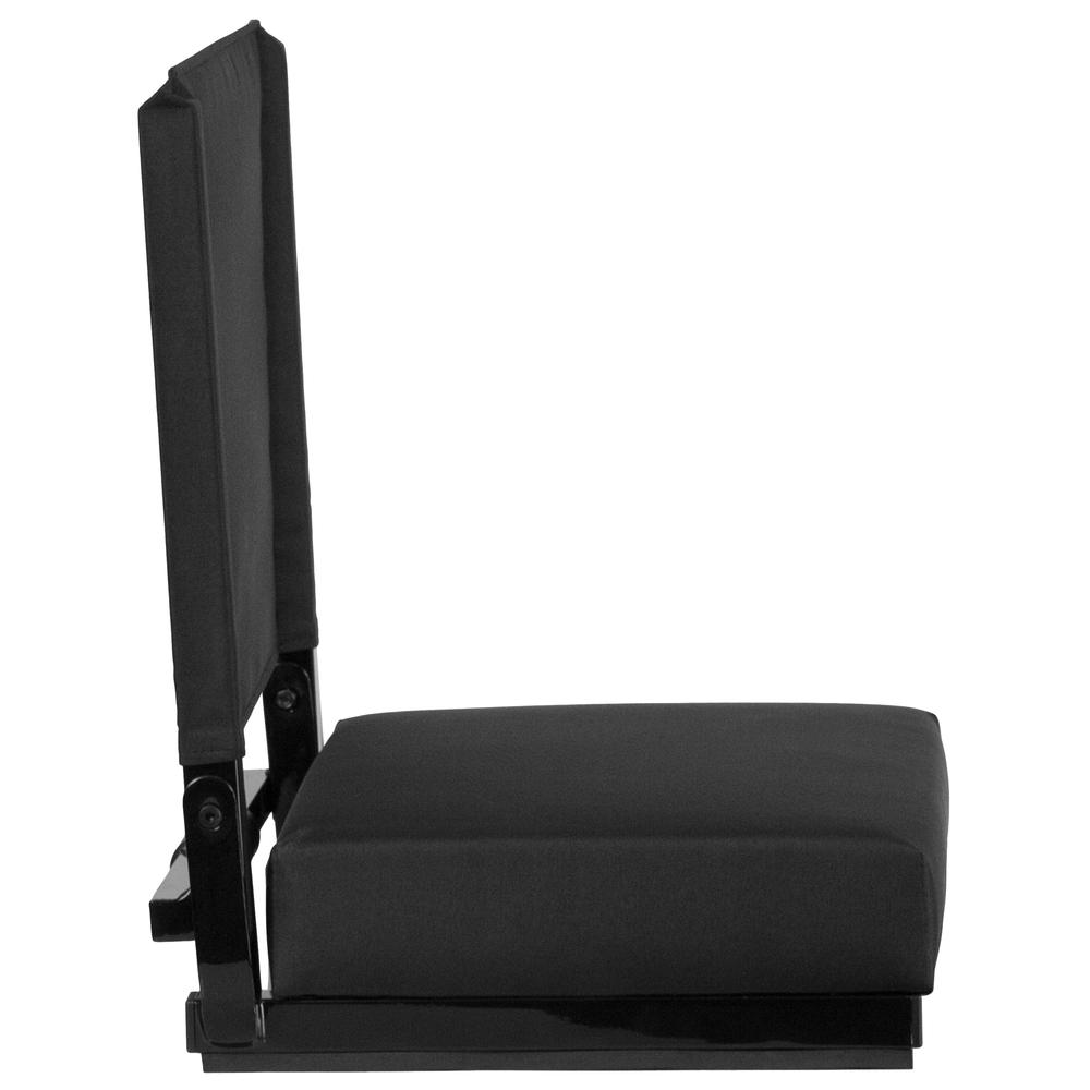500 lb. Rated Lightweight Stadium Chair with Handle & Ultra-Padded Seat, Black. Picture 3