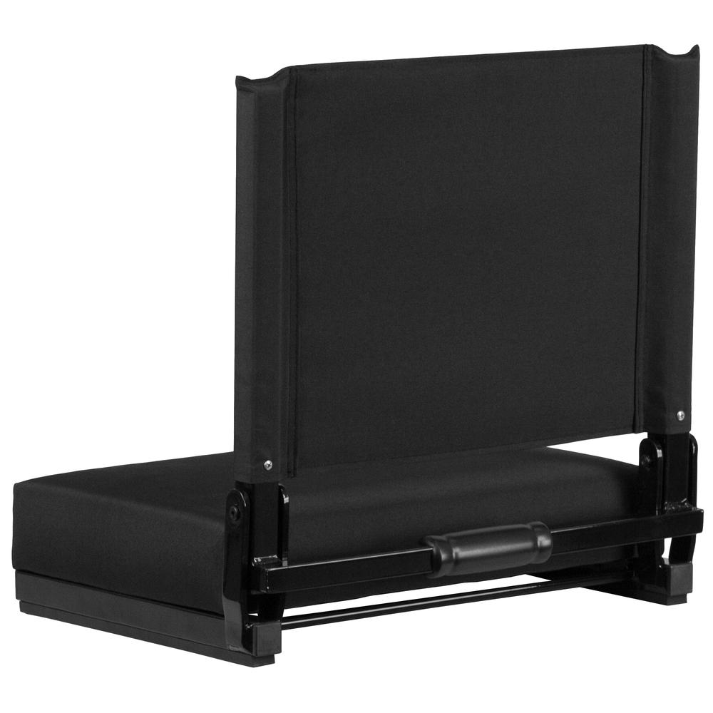 500 lb. Rated Lightweight Stadium Chair with Handle & Ultra-Padded Seat, Black. Picture 4