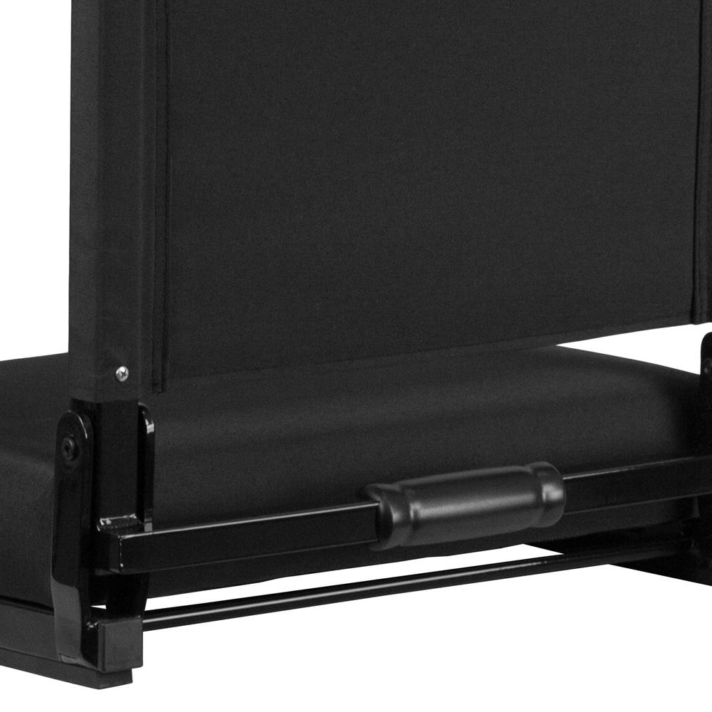500 lb. Rated Lightweight Stadium Chair with Handle & Ultra-Padded Seat, Black. Picture 6