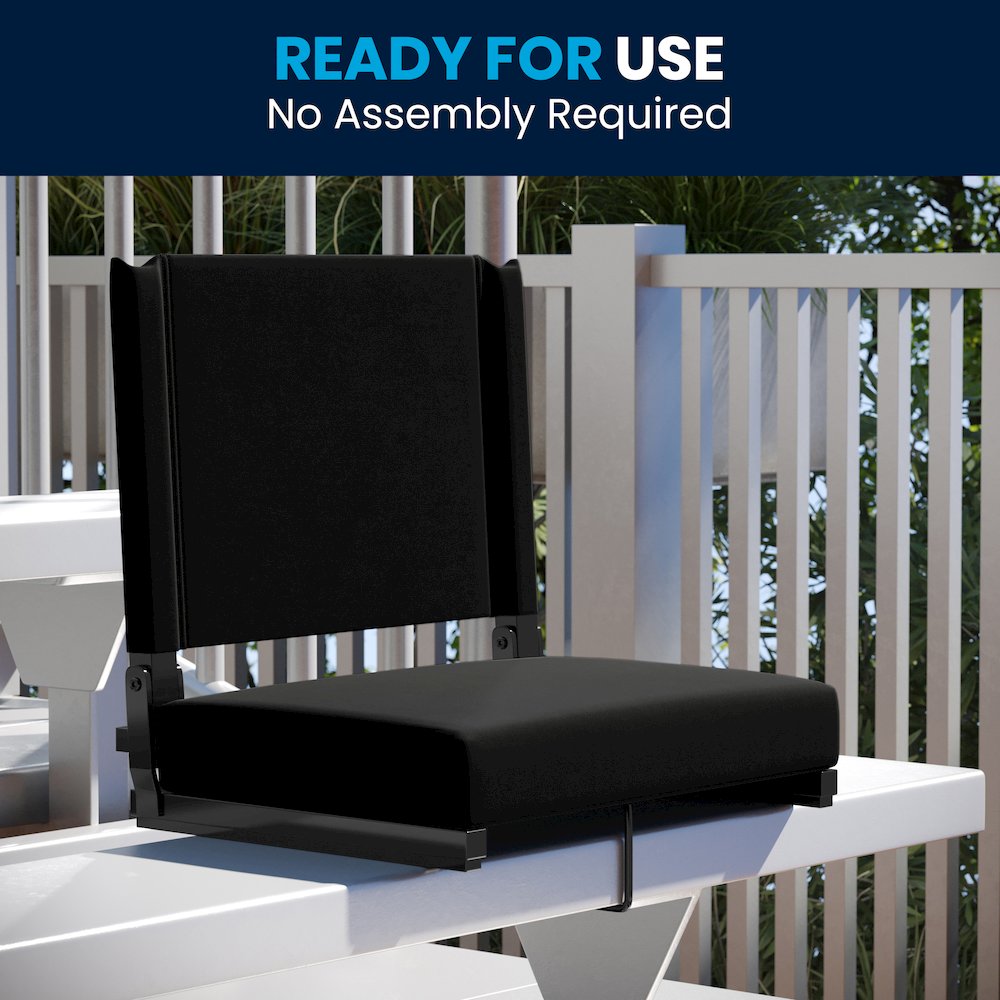 Lightweight Stadium Chair with Handle, Ultra-Padded Seat, Black. Picture 10
