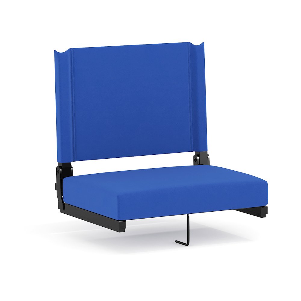 500 lb. Rated Lightweight Stadium Chair with Handle & Ultra-Padded Seat, Blue. Picture 1