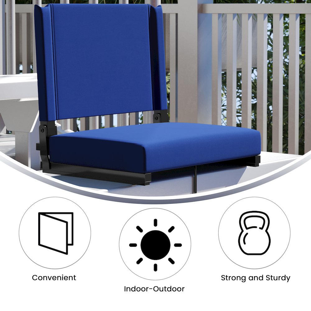 Lightweight Stadium Chair with Handle, Ultra-Padded Seat, Blue. Picture 5