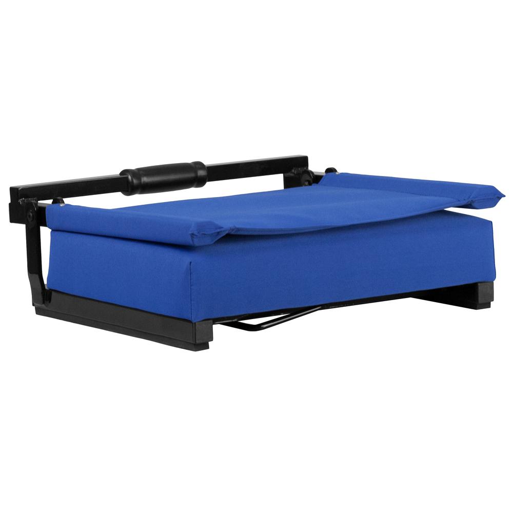 500 lb. Rated Lightweight Stadium Chair with Handle & Ultra-Padded Seat, Blue. Picture 6