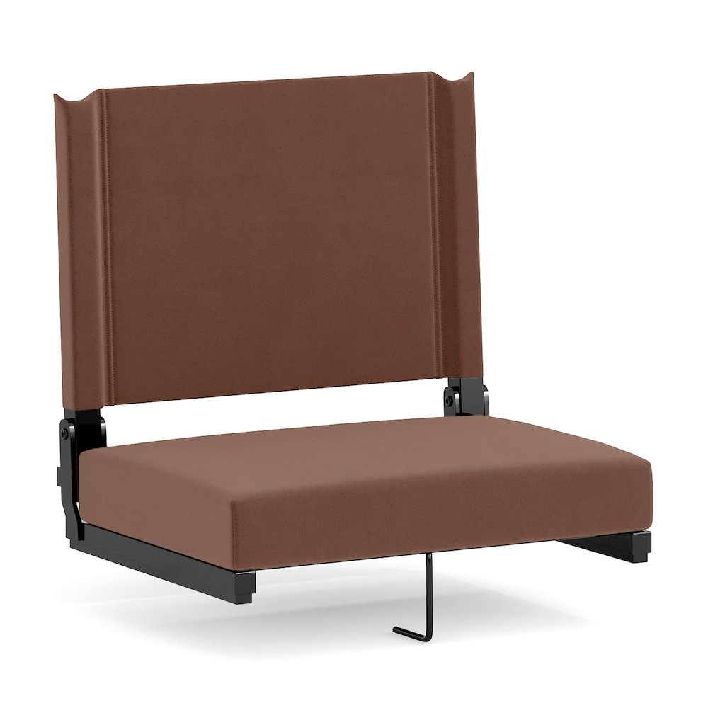 Lightweight Stadium Chair with Handle, Ultra-Padded Seat, Brown. Picture 1