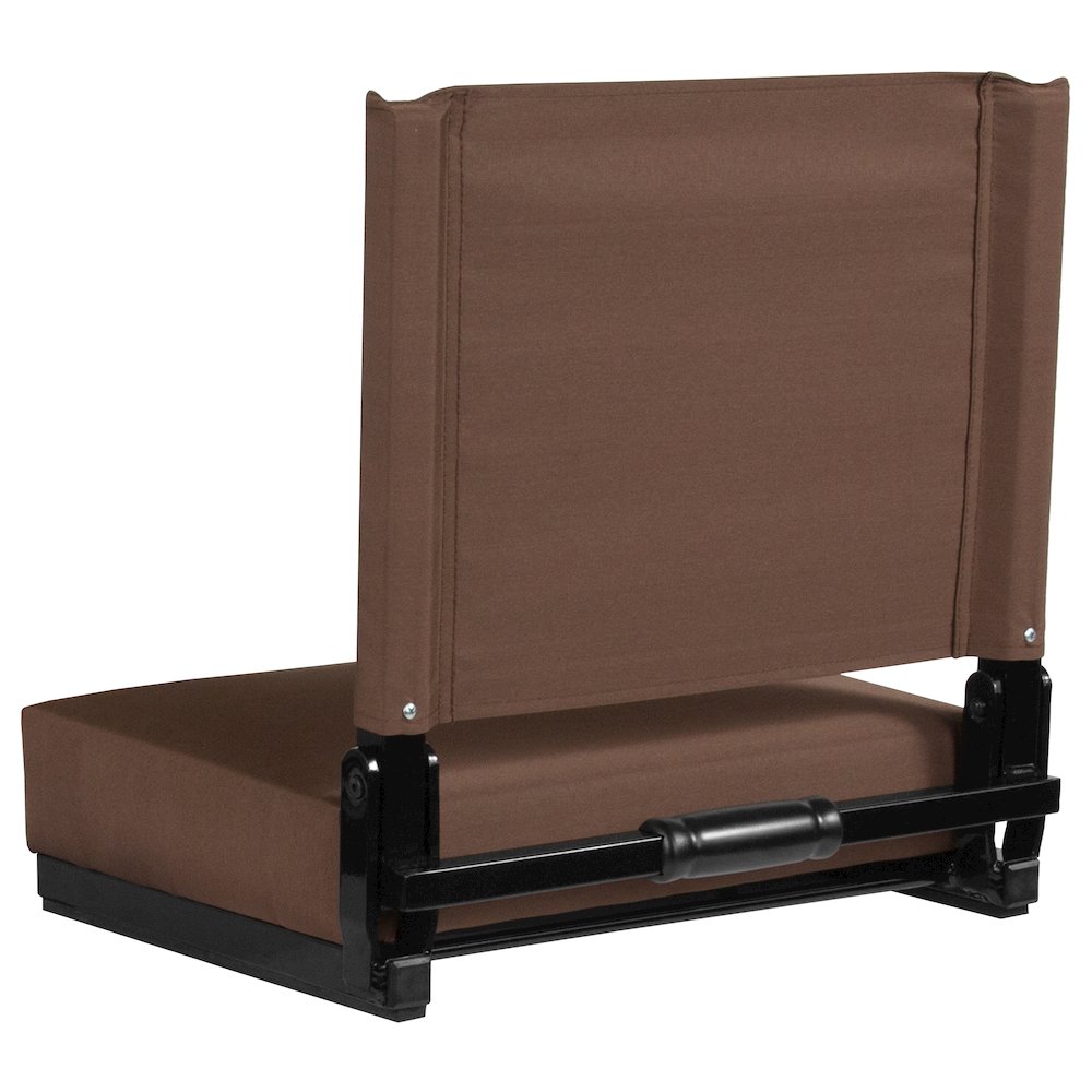 Lightweight Stadium Chair with Handle, Ultra-Padded Seat, Brown. Picture 10