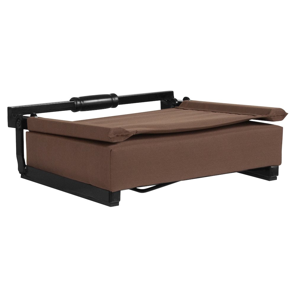 Lightweight Stadium Chair with Handle, Ultra-Padded Seat, Brown. Picture 11
