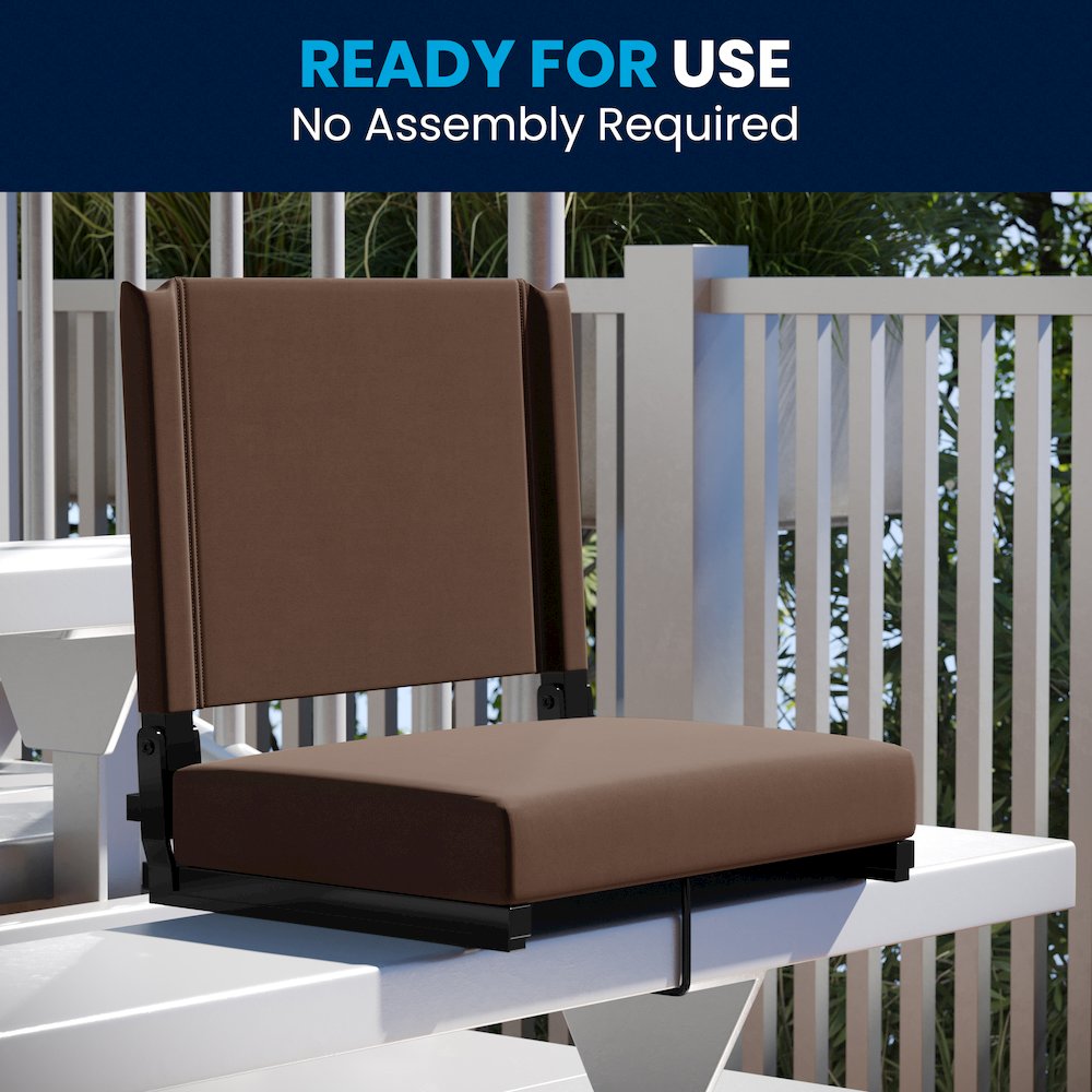 Lightweight Stadium Chair with Handle, Ultra-Padded Seat, Brown. Picture 9
