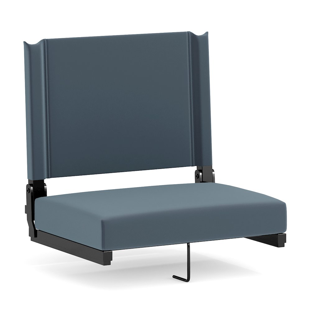 500 lb. Rated Lightweight Stadium Chair with Handle & Ultra-Padded Seat, Dark Blue. Picture 1