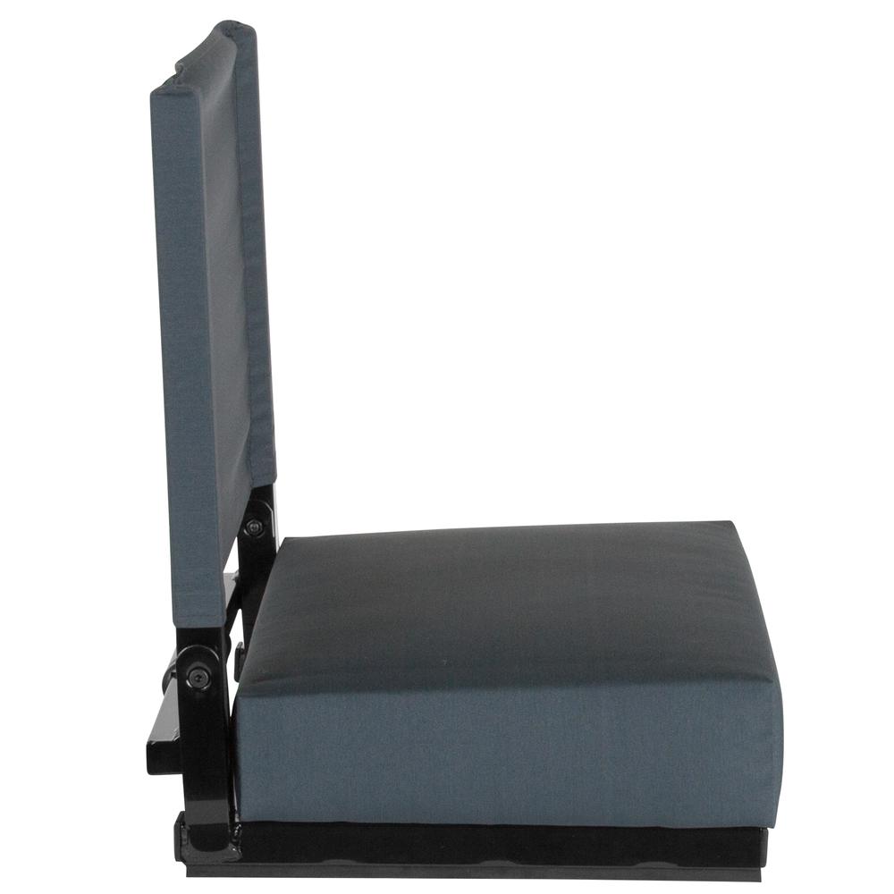 500 lb. Rated Lightweight Stadium Chair with Handle & Ultra-Padded Seat, Dark Blue. Picture 2