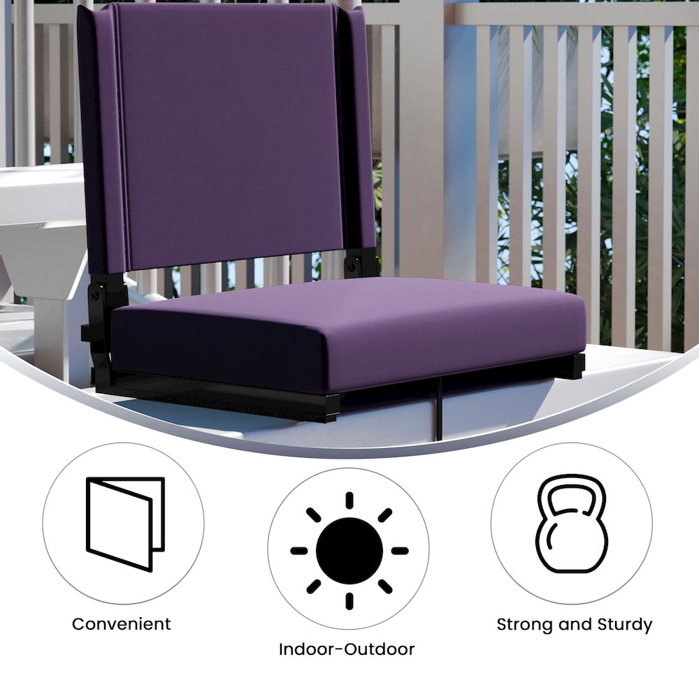 Lightweight Stadium Chair with Handle, Ultra-Padded Seat, Dark Purple. Picture 5
