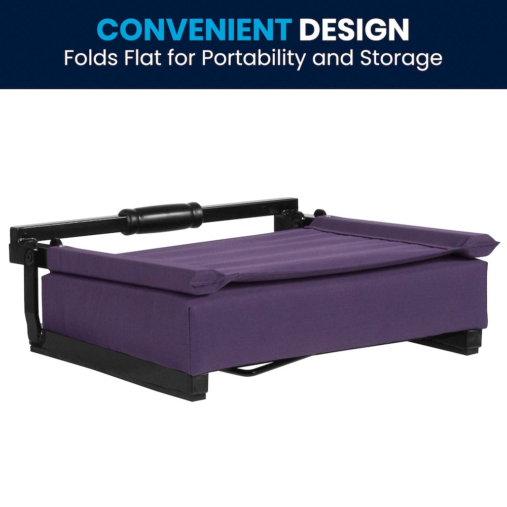 Lightweight Stadium Chair with Handle, Ultra-Padded Seat, Dark Purple. Picture 7