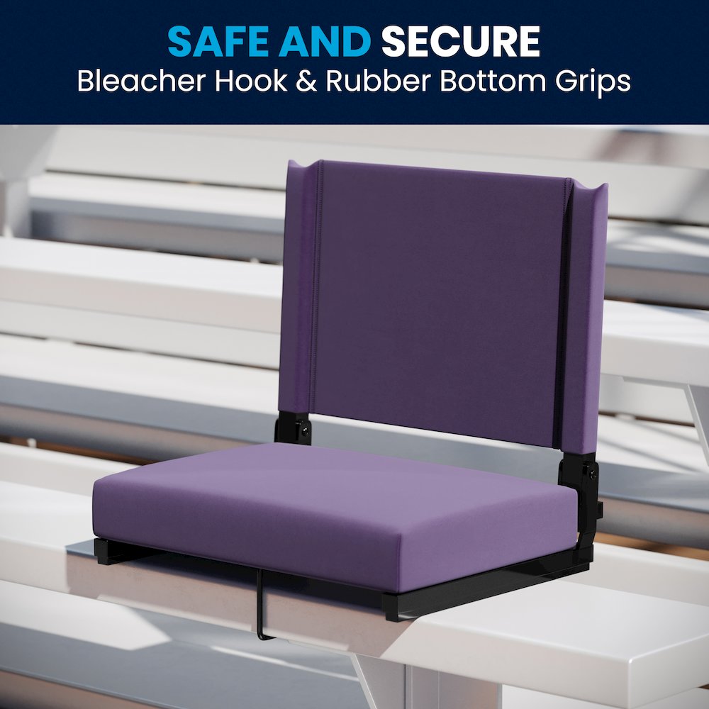 Lightweight Stadium Chair with Handle, Ultra-Padded Seat, Dark Purple. Picture 2