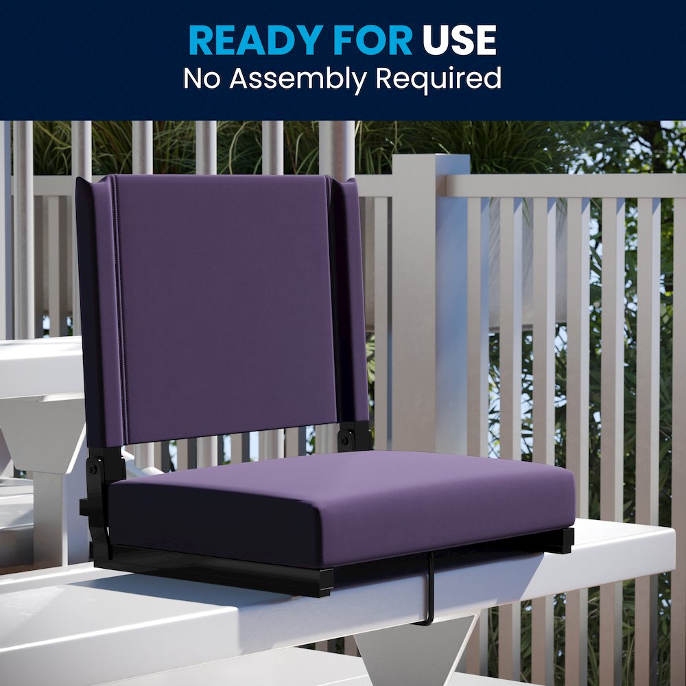 Lightweight Stadium Chair with Handle, Ultra-Padded Seat, Dark Purple. Picture 9