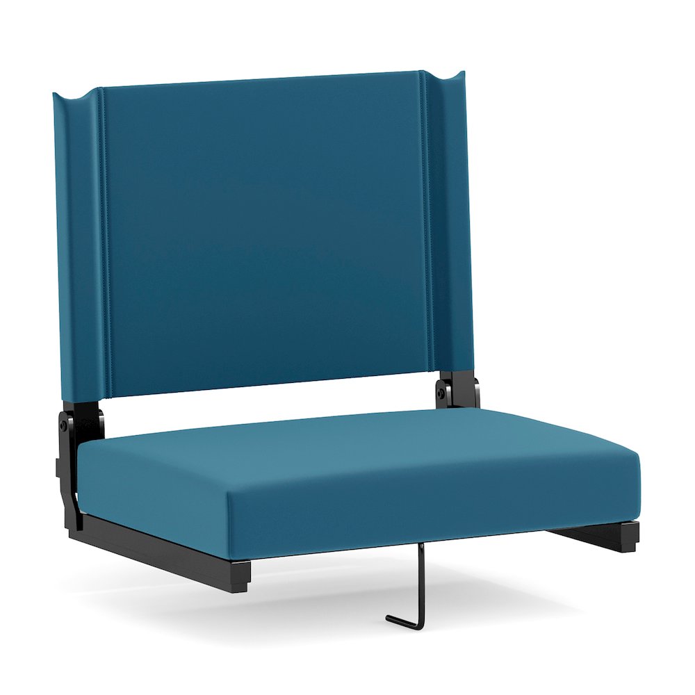 500 lb. Rated Lightweight Stadium Chair with Handle & Ultra-Padded Seat, Teal. Picture 1