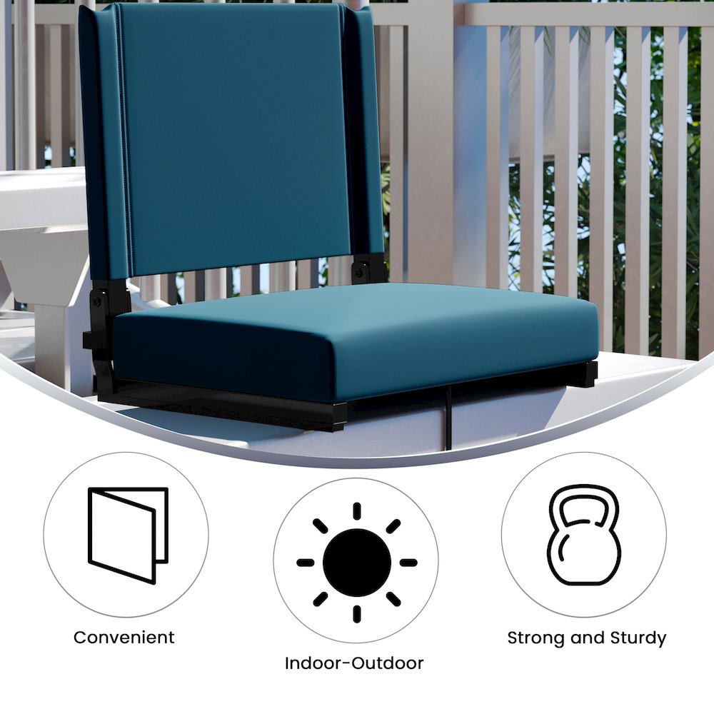 Lightweight Stadium Chair with Handle, Ultra-Padded Seat, Teal. Picture 5