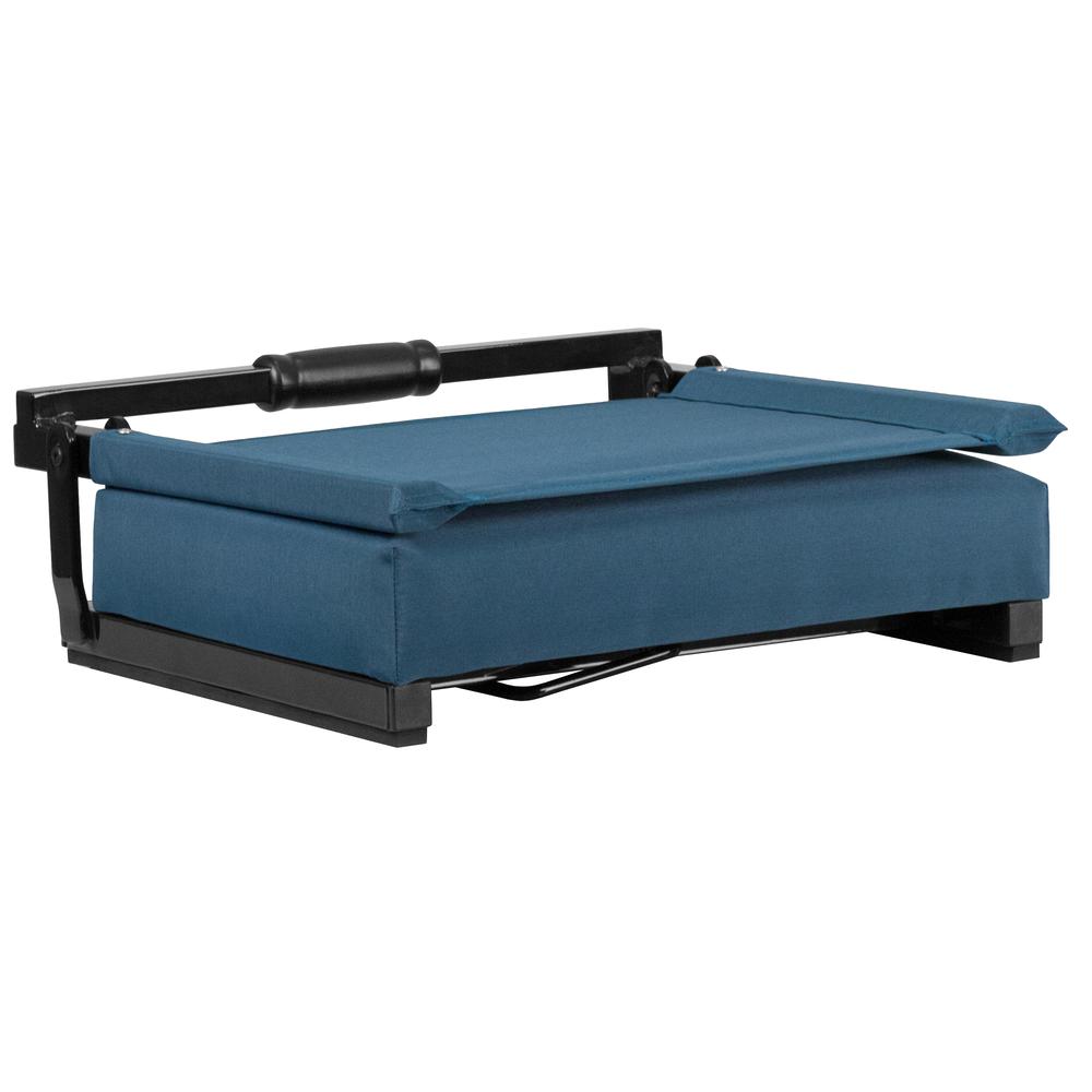 500 lb. Rated Lightweight Stadium Chair with Handle & Ultra-Padded Seat, Teal. Picture 6