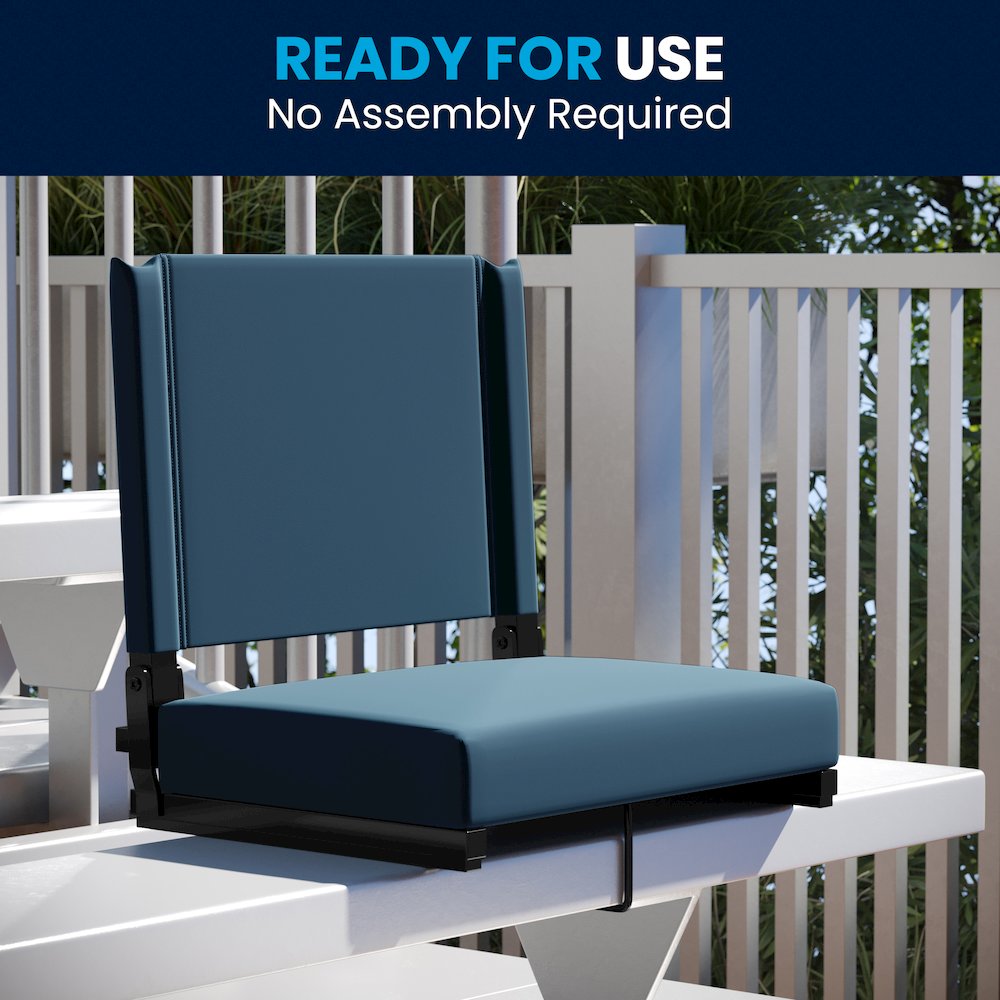 Lightweight Stadium Chair with Handle, Ultra-Padded Seat, Teal. Picture 9