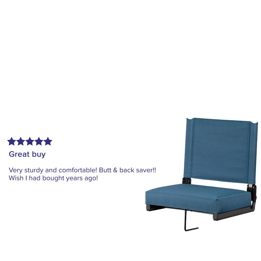 500 lb. Rated Lightweight Stadium Chair with Handle & Ultra-Padded Seat, Teal. Picture 9