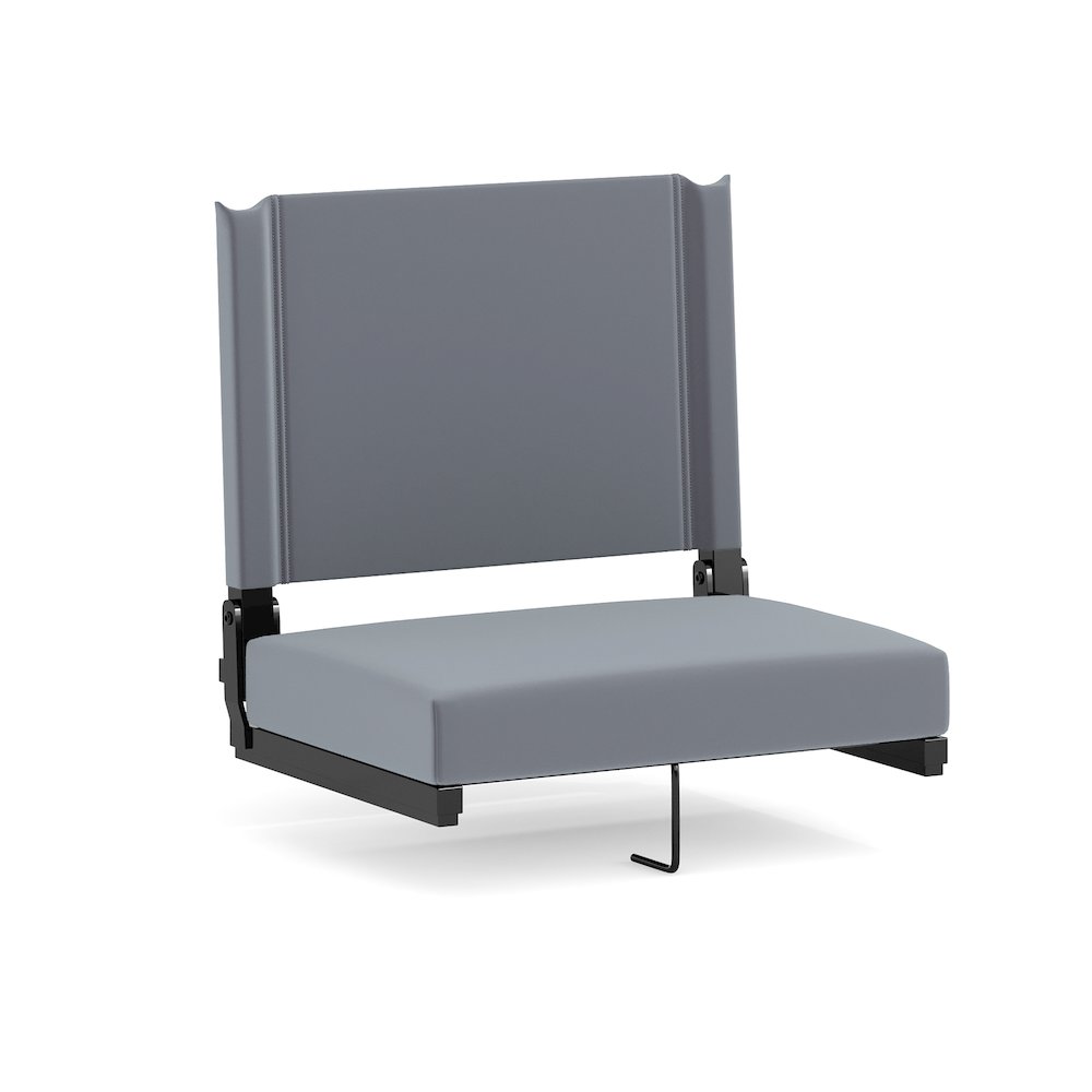 Lightweight Stadium Chair with Handle, Ultra-Padded Seat, Gray. Picture 1