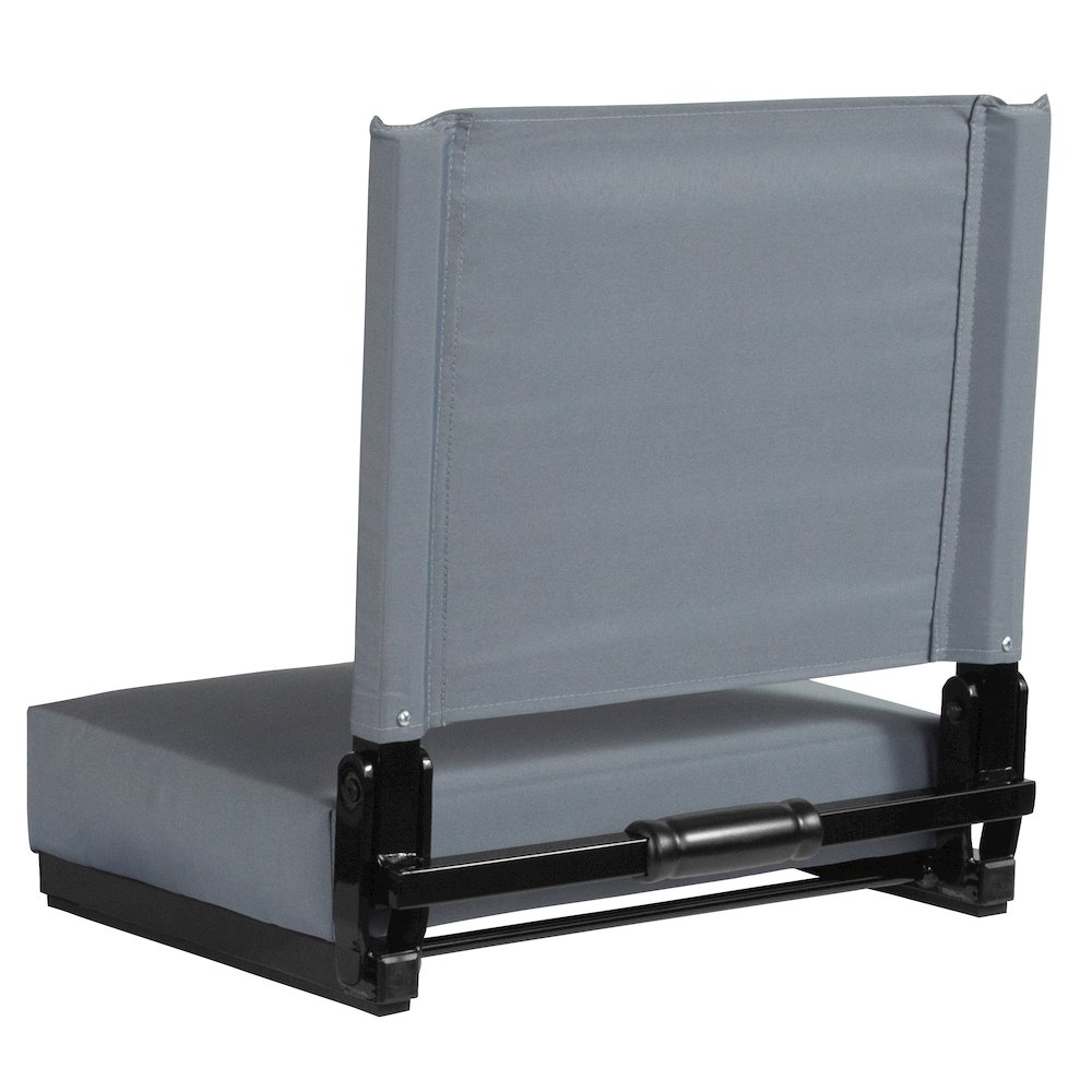 Lightweight Stadium Chair with Handle, Ultra-Padded Seat, Gray. Picture 11