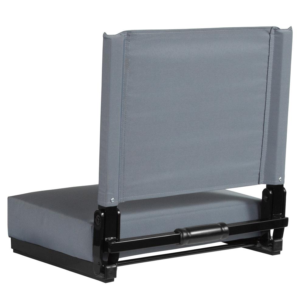 500 lb. Rated Lightweight Stadium Chair with Handle & Ultra-Padded Seat, Gray. Picture 3