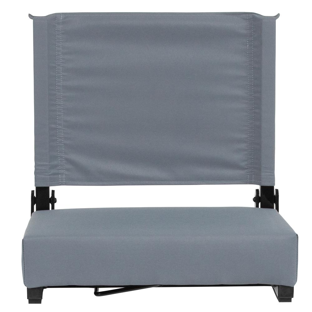 500 lb. Rated Lightweight Stadium Chair with Handle & Ultra-Padded Seat, Gray. Picture 4