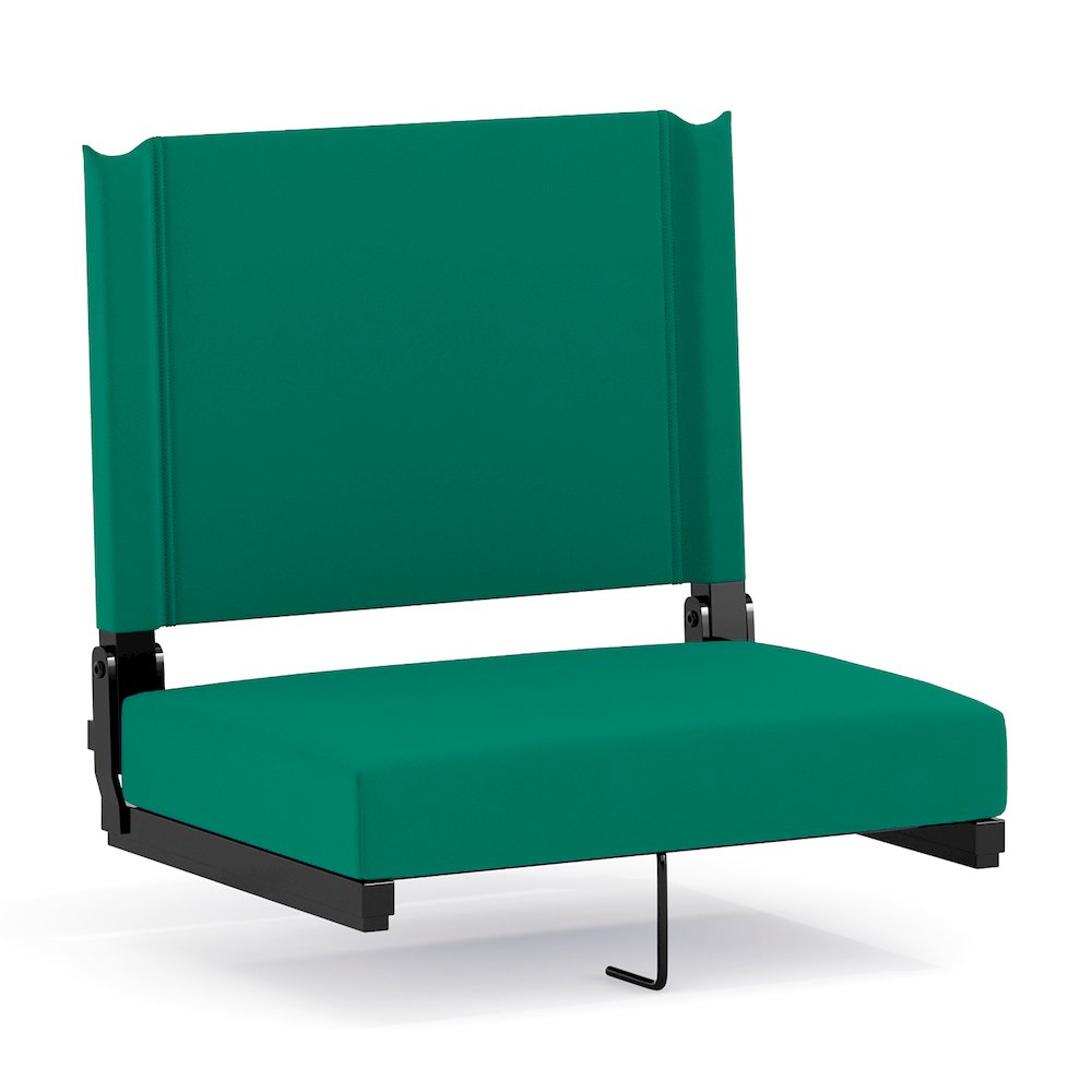 Lightweight Stadium Chair with Handle, Ultra-Padded Seat, Hunter Green. Picture 1