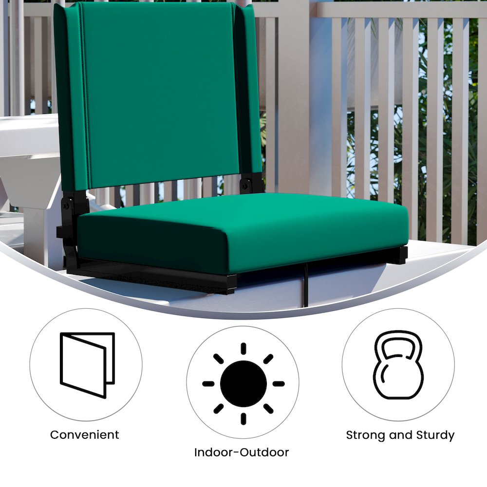 Lightweight Stadium Chair with Handle, Ultra-Padded Seat, Hunter Green. Picture 5