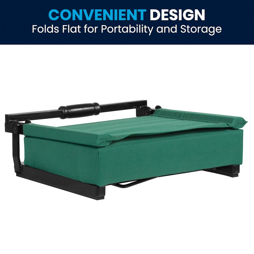 Lightweight Stadium Chair with Handle, Ultra-Padded Seat, Hunter Green. Picture 7