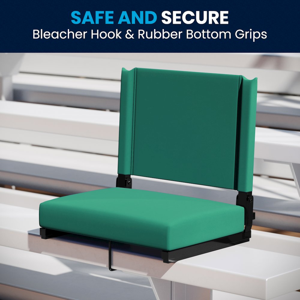 Lightweight Stadium Chair with Handle, Ultra-Padded Seat, Hunter Green. Picture 2