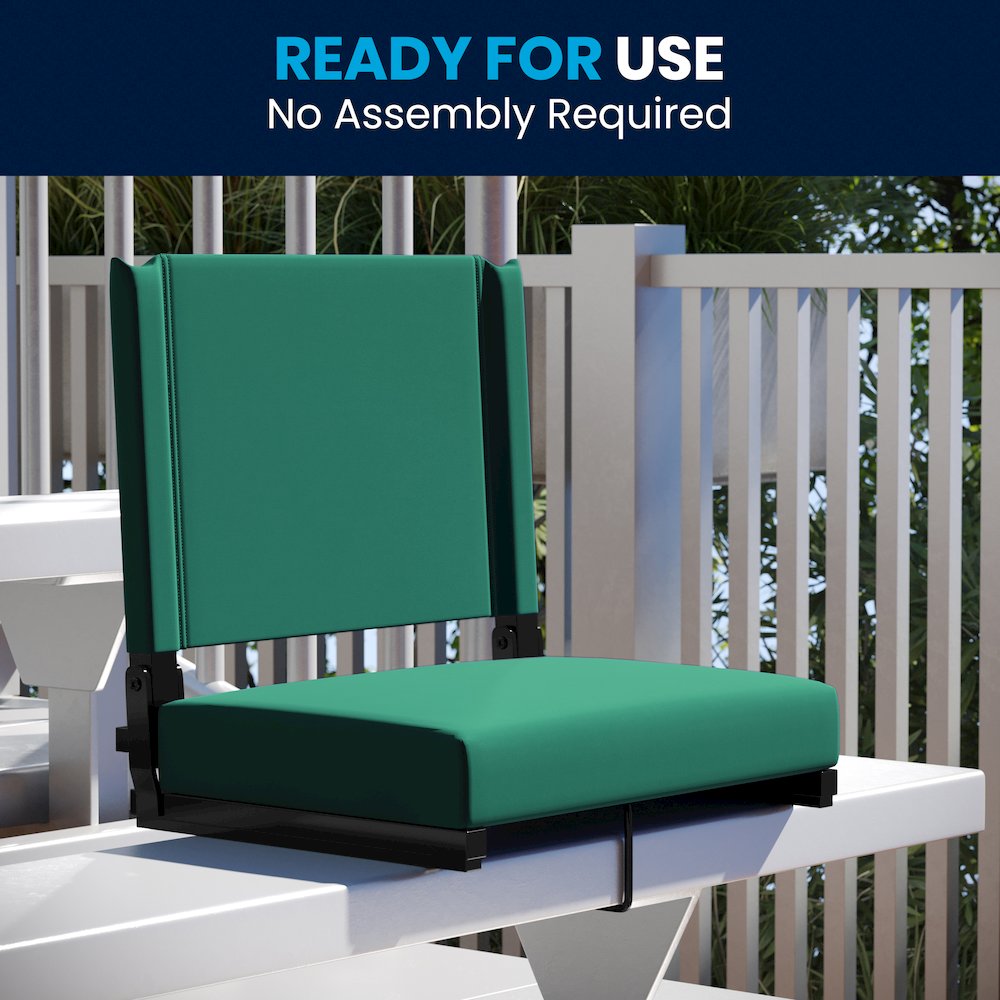 Lightweight Stadium Chair with Handle, Ultra-Padded Seat, Hunter Green. Picture 9