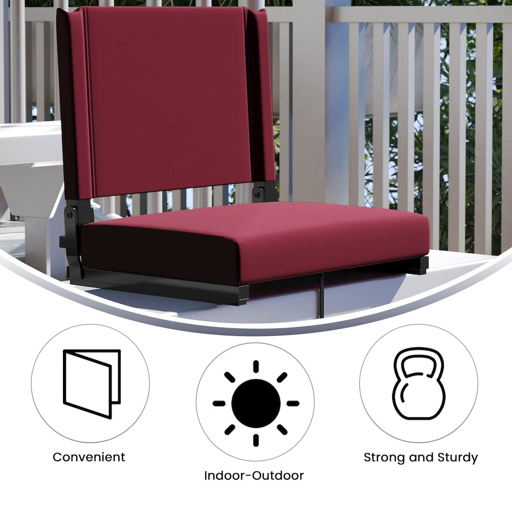 Lightweight Stadium Chair with Handle, Ultra-Padded Seat, Maroon. Picture 5