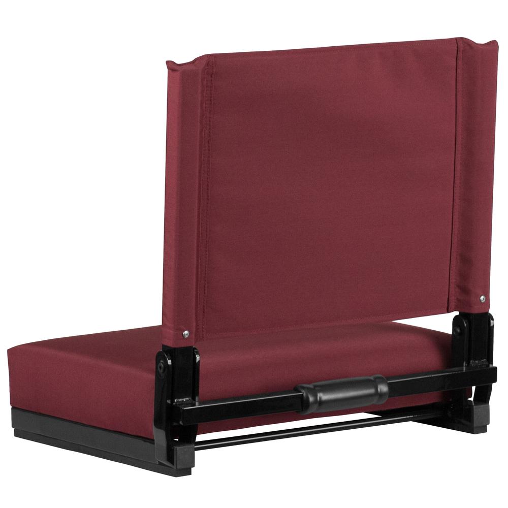 500 lb. Rated Lightweight Stadium Chair with Handle & Ultra-Padded Seat, Maroon. Picture 4