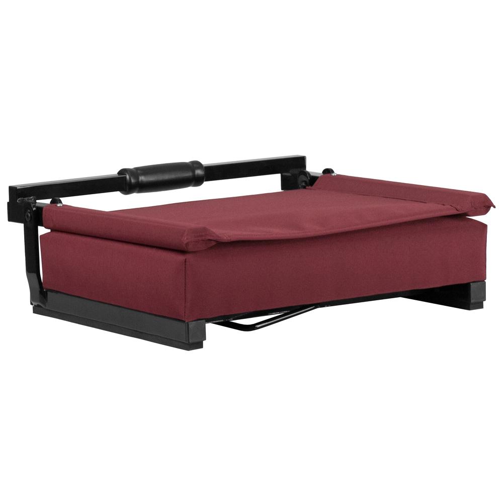 500 lb. Rated Lightweight Stadium Chair with Handle & Ultra-Padded Seat, Maroon. Picture 6