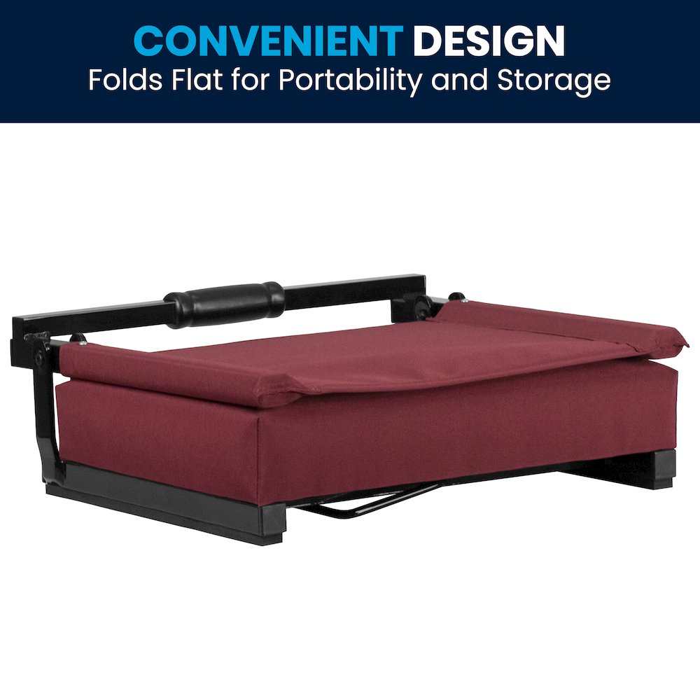 Lightweight Stadium Chair with Handle, Ultra-Padded Seat, Maroon. Picture 2