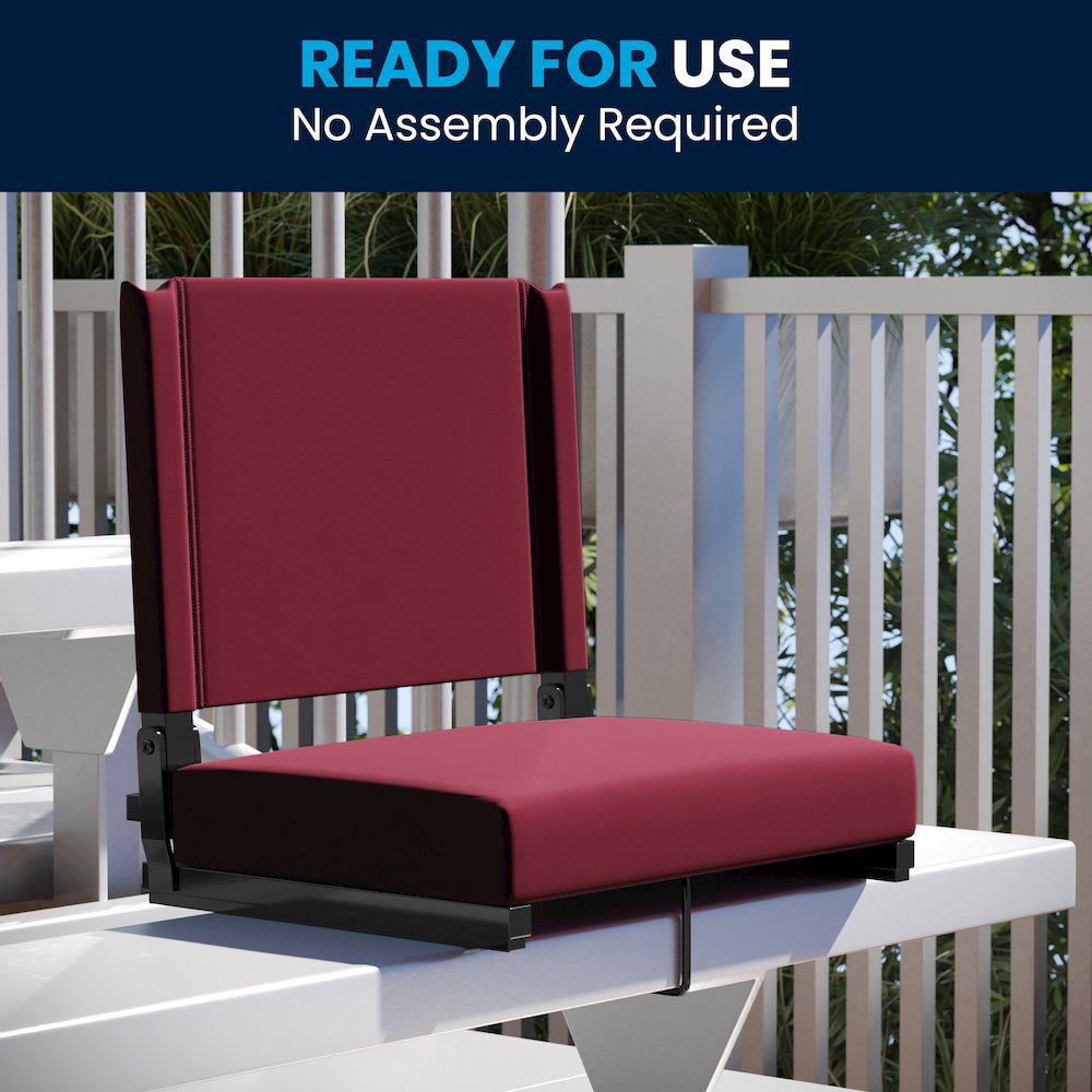 Lightweight Stadium Chair with Handle, Ultra-Padded Seat, Maroon. Picture 10