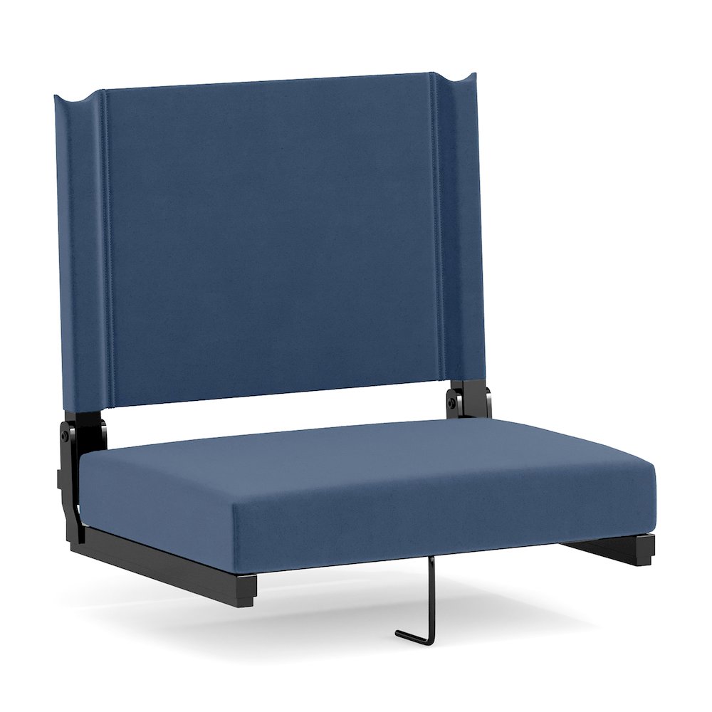 500 lb. Rated Lightweight Stadium Chair with Handle & Ultra-Padded Seat, Navy Blue. Picture 1