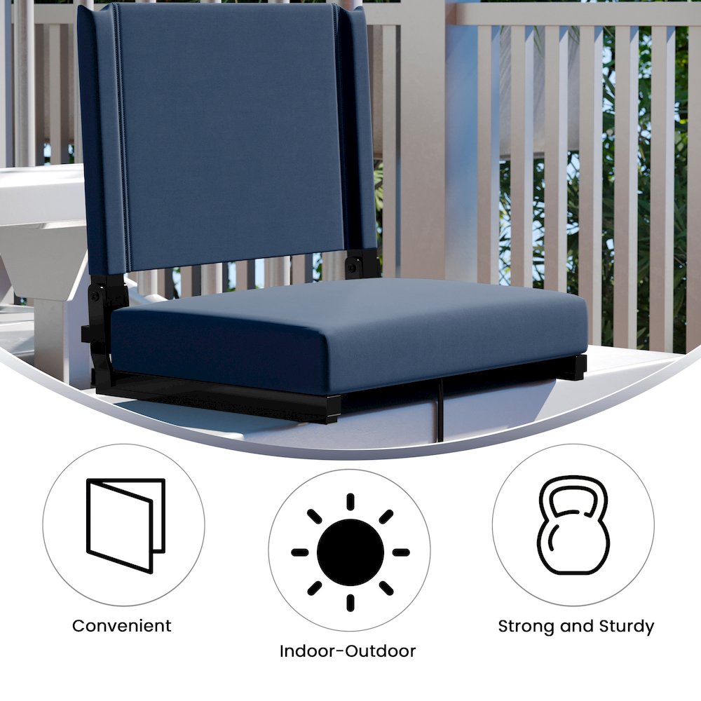 Lightweight Stadium Chair with Handle, Ultra-Padded Seat, Navy Blue. Picture 5