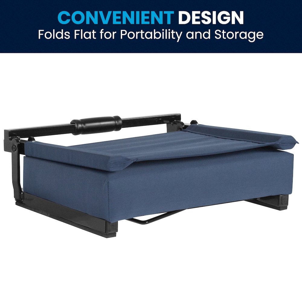 Lightweight Stadium Chair with Handle, Ultra-Padded Seat, Navy Blue. Picture 7
