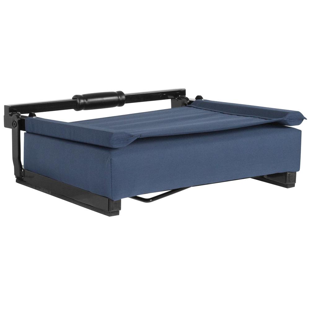 500 lb. Rated Lightweight Stadium Chair with Handle & Ultra-Padded Seat, Navy Blue. Picture 5