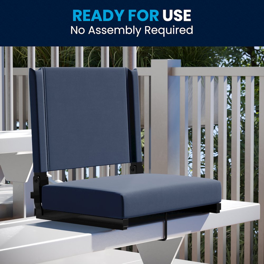 Lightweight Stadium Chair with Handle, Ultra-Padded Seat, Navy Blue. Picture 9