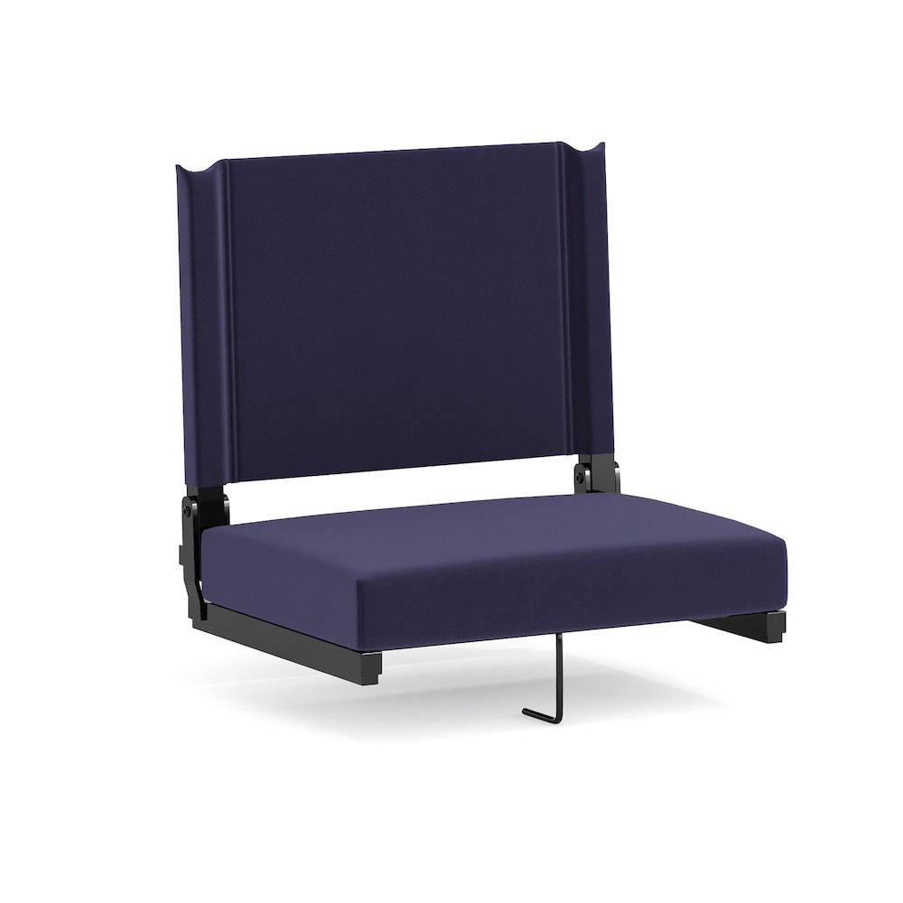 500 lb. Rated Lightweight Stadium Chair with Handle & Ultra-Padded Seat, Navy. Picture 1