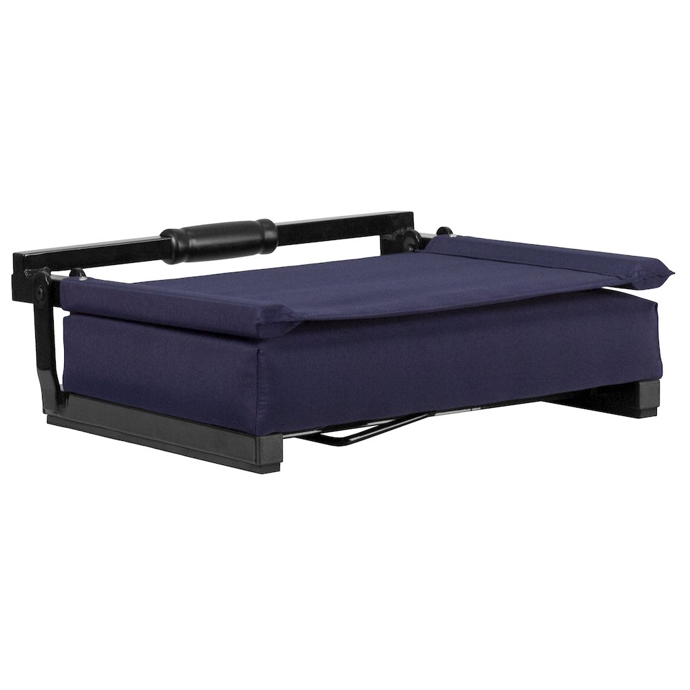 Lightweight Stadium Chair with Handle, Ultra-Padded Seat, Navy. Picture 12