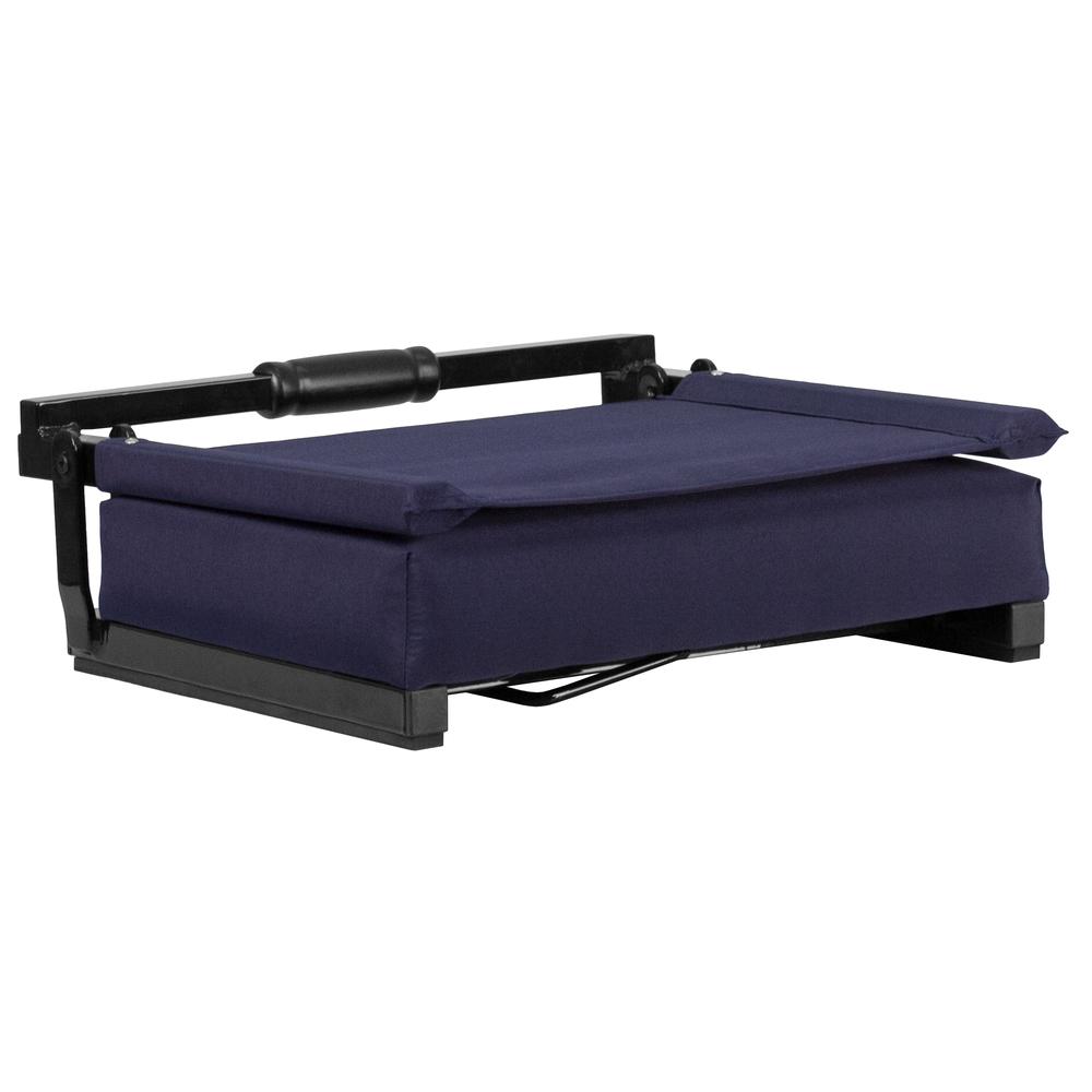 500 lb. Rated Lightweight Stadium Chair with Handle & Ultra-Padded Seat, Navy. Picture 6