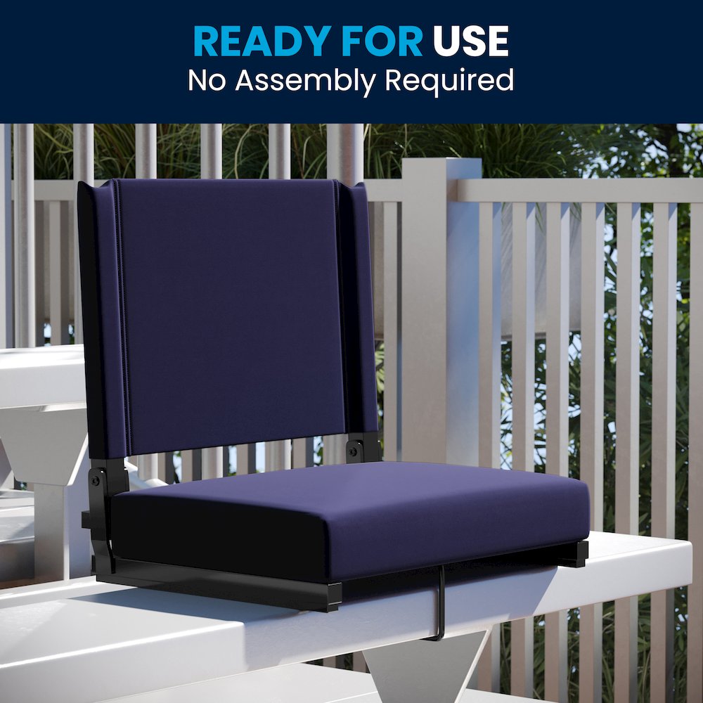 Lightweight Stadium Chair with Handle, Ultra-Padded Seat, Navy. Picture 10