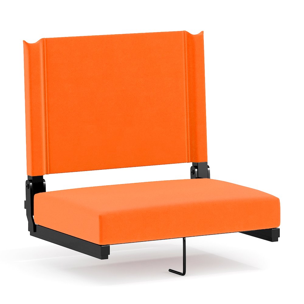 500 lb. Rated Lightweight Stadium Chair with Handle & Ultra-Padded Seat, Orange. Picture 1
