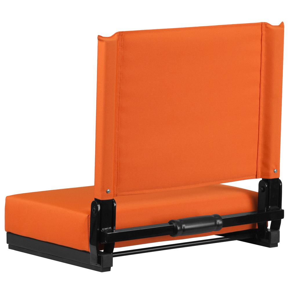 500 lb. Rated Lightweight Stadium Chair with Handle & Ultra-Padded Seat, Orange. Picture 4