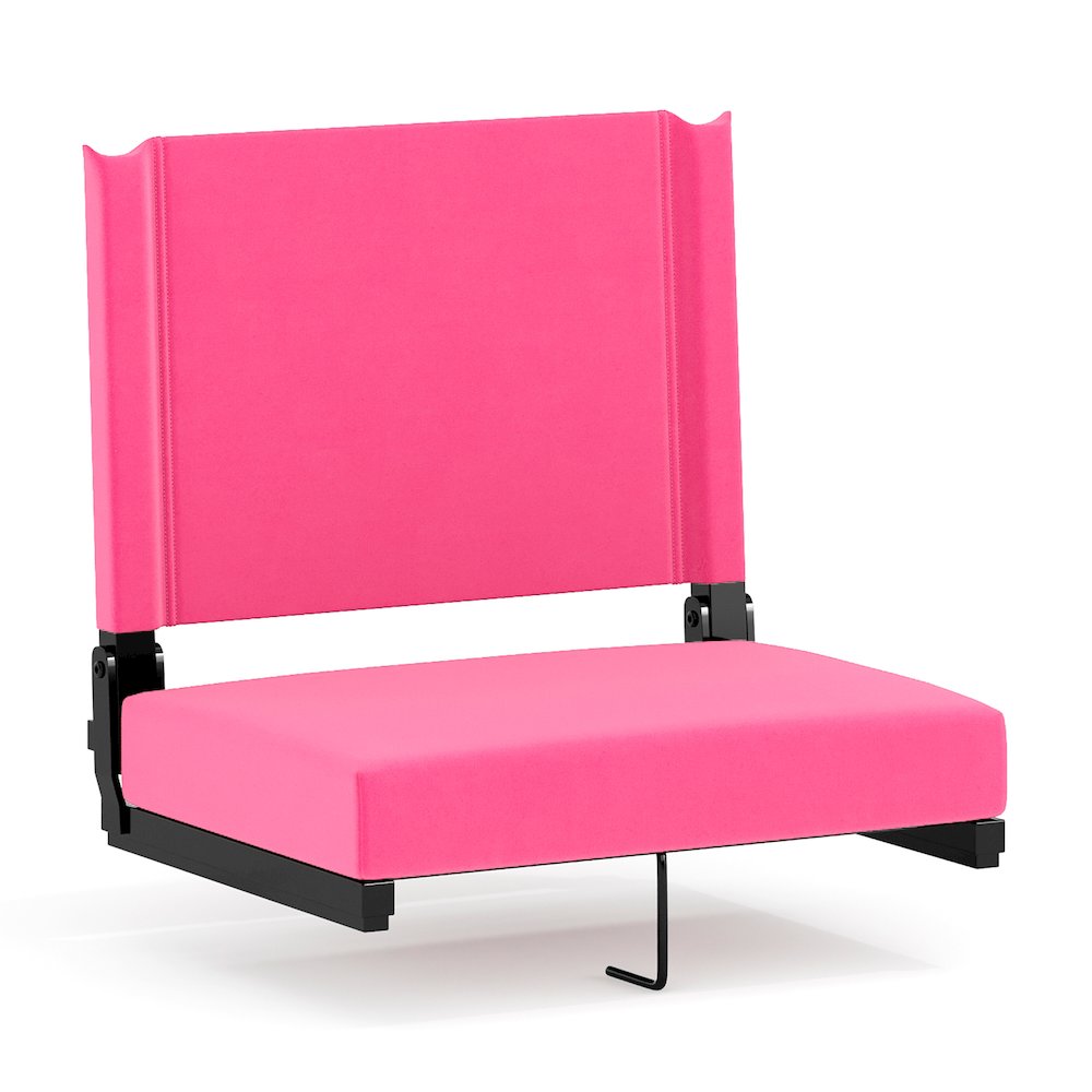 500 lb. Rated Lightweight Stadium Chair with Handle & Ultra-Padded Seat, Pink. Picture 1