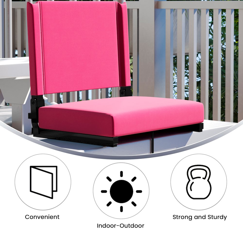 Lightweight Stadium Chair with Handle, Ultra-Padded Seat, Pink. Picture 5